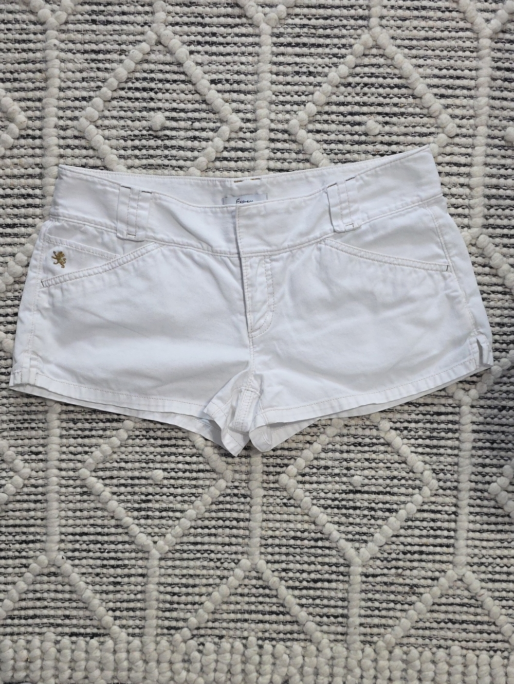 Express White Denim Jean Shorts with Subtle Pocket Accent